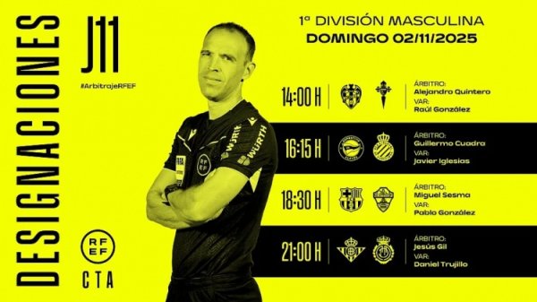 Sắp xếp trọng tài một số trận vòng 11 La Liga: Sesma bắt chính trận Barcelona vs Elche trên sân nhà