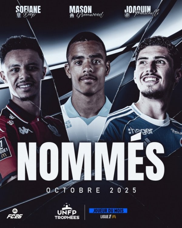 Ứng viên Cầu thủ xuất sắc nhất tháng 10 tại Ligue 1: Greenwood, Panicelli, S-Diop có tên trong danh 